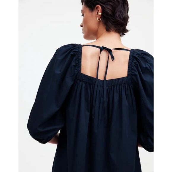 Madewell Square Neck Puff Sleeve Mini Dress Navy SZ 00 Babydoll Breezy Summer - Picture 11 of 11